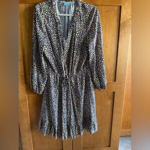 Draper James Floral Cinch Waist Midi Dress XL Ruffle Neck & Hem Cottagecore